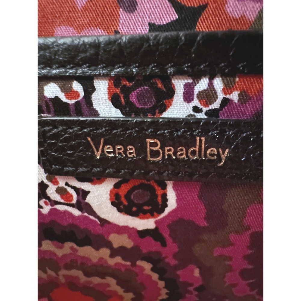 Vera Bradley Black Quilted Leather Satchel Crossbody Bag Gold Hardware Purse EUC - Picture 5 of 16